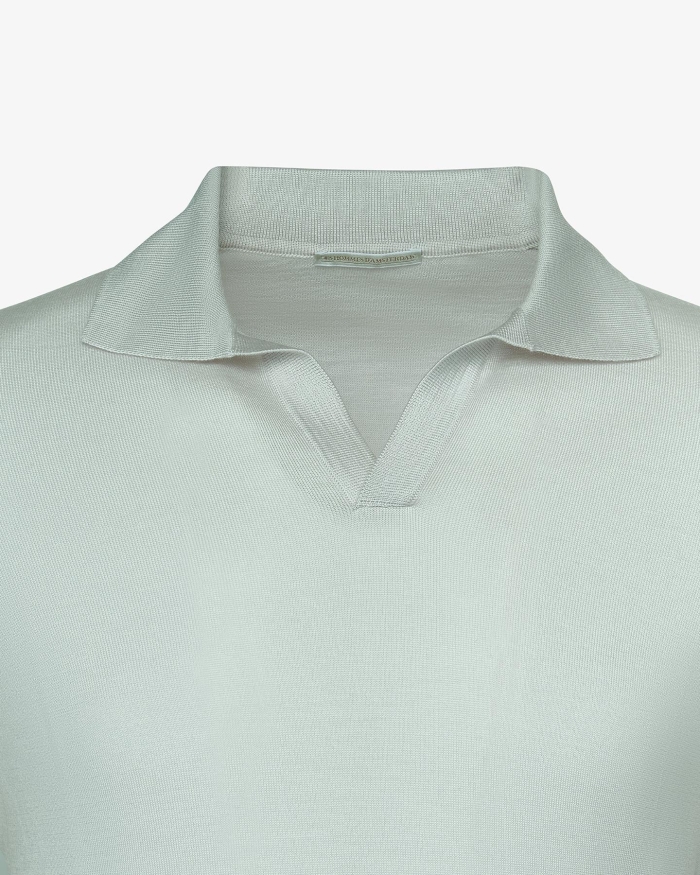 LES HOMMES D'AMSTERDAM LHDA - Polo long sleeve - Virgin wool - Pearl grey