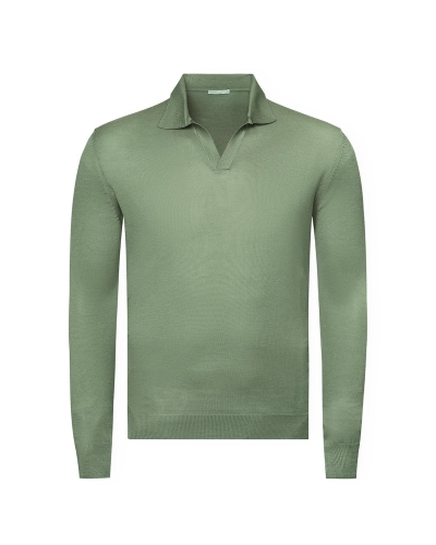 LHDA - Polo long sleeve - Virgin wool - Olive green