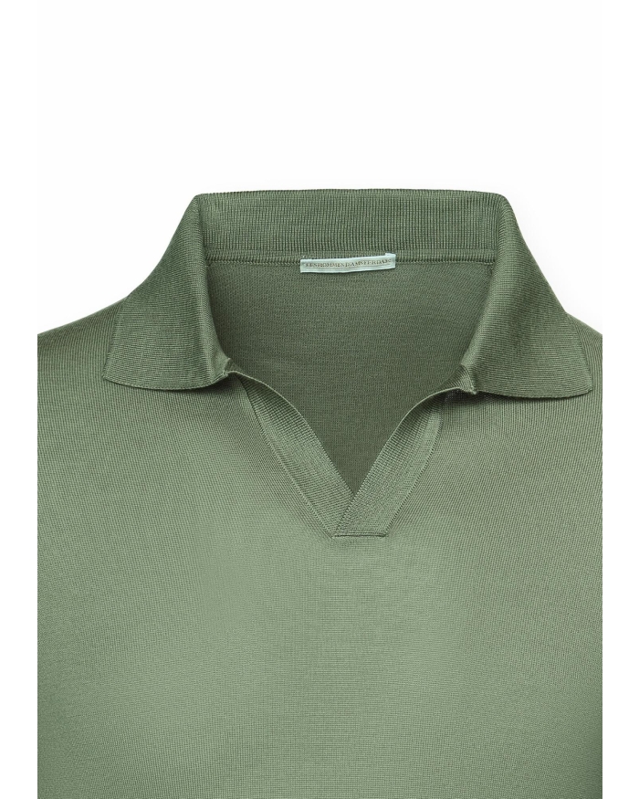 LES HOMMES D'AMSTERDAM LHDA - Polo long sleeve - Virgin wool - Olive green