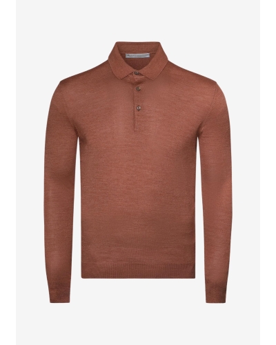 LHDA - Polo long sleeve - Wool and silk - Terracotta