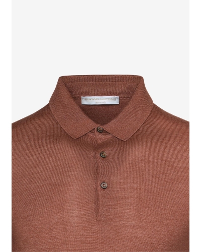 LHDA - Polo long sleeve - Wool and silk - Terracotta