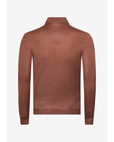 LHDA - Polo long sleeve - Wool and silk - Terracotta