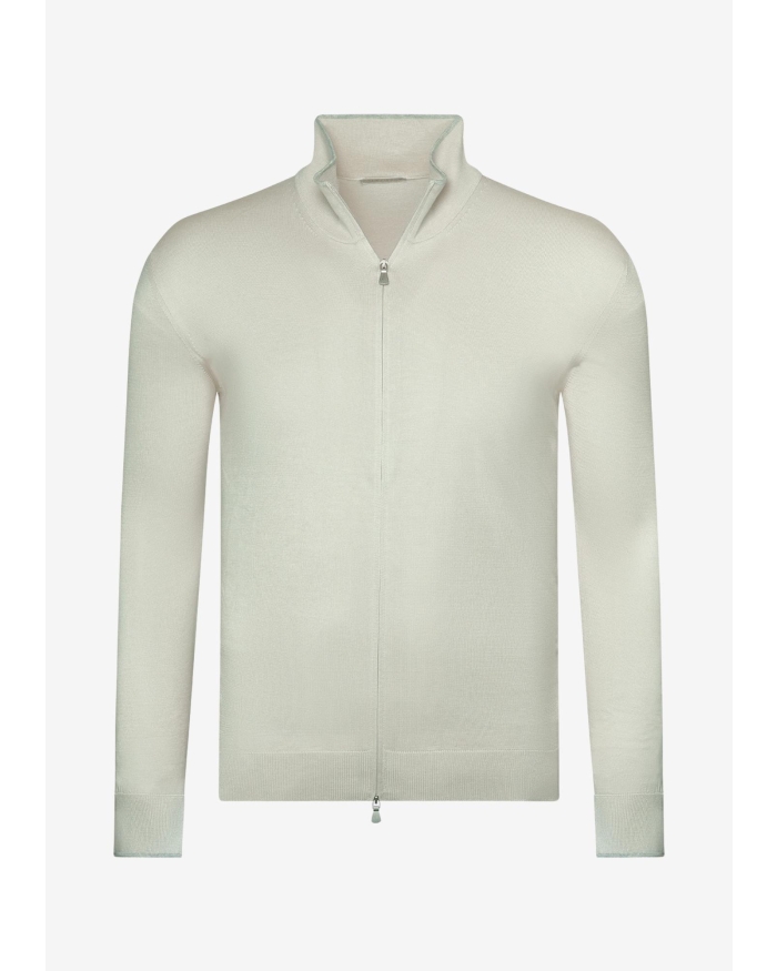 LES HOMMES D'AMSTERDAM LHDA - Full zip cotton silk - Offwhite