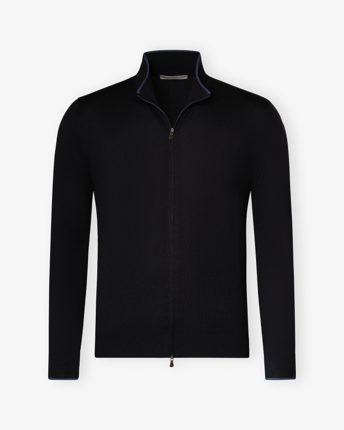 LES HOMMES D'AMSTERDAM LHDA - Full zip cotton silk - Navy