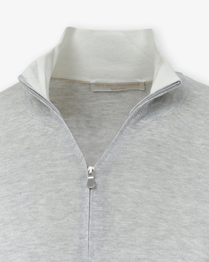 LES HOMMES D'AMSTERDAM LHDA - Full zip cotton silk - Light grey