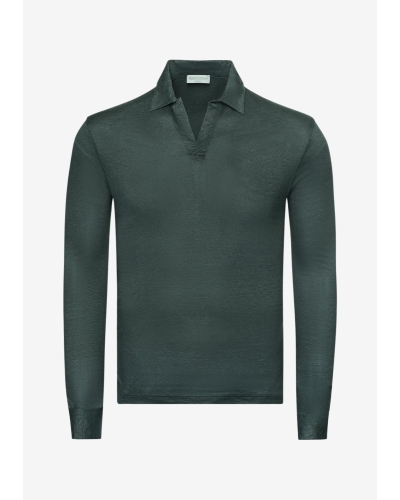 LHDA - Polo long sleeve - Linen - Grey Green
