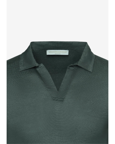 LHDA - Polo long sleeve - Linen - Grey Green