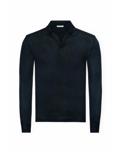 LHDA - Polo long sleeve - Linen - Navy