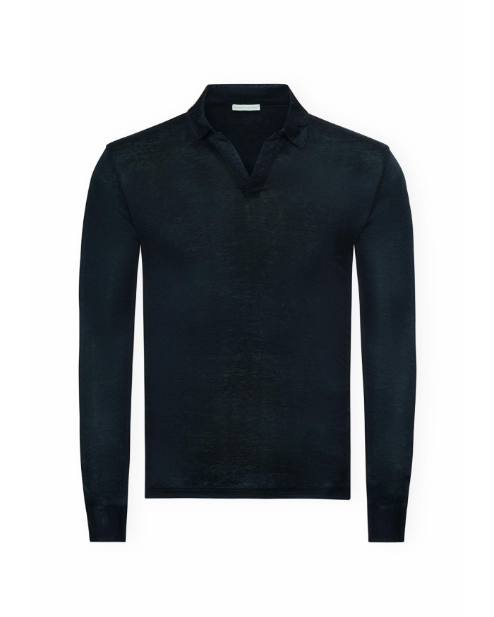 LES HOMMES D'AMSTERDAM LHDA - Polo long sleeve - Linen - Navy