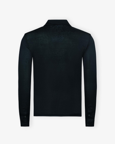 LHDA - Polo long sleeve - Linen - Navy