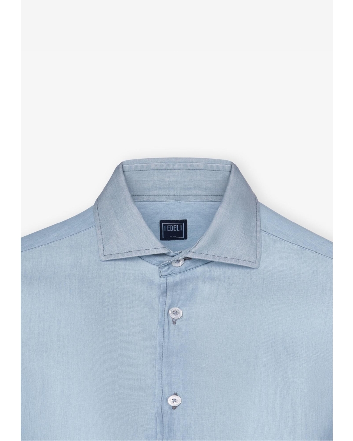 FEDELI Fedeli - Whisper shirt SEAN - Denim light