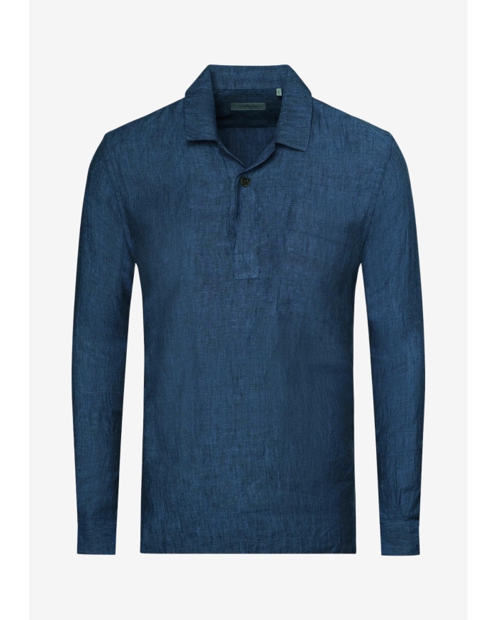 CORNELIANI Corneliani - Bowling shirt long sleeve - Linen Blue