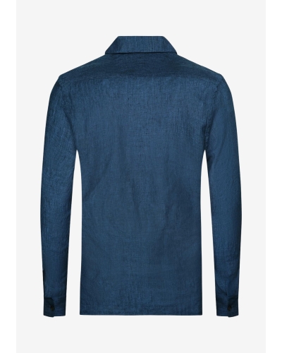Corneliani - Bowling shirt long sleeve - Linen Blue