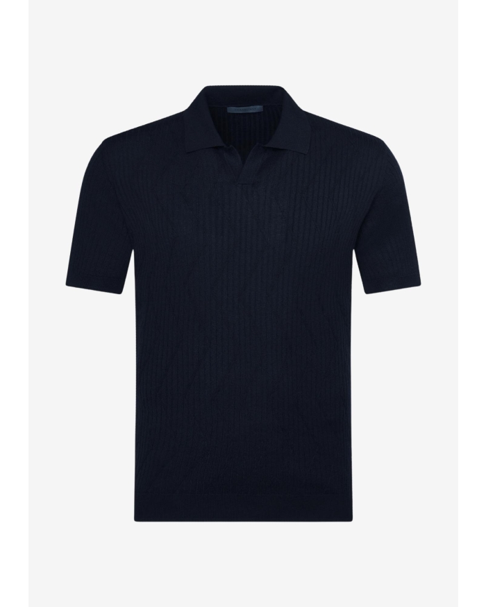 CORNELIANI Corneliani - Polo short sleeve - Silk cotton - Navy