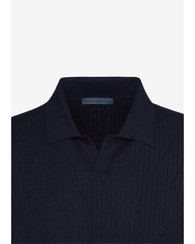Corneliani - Polo short sleeve - Silk cotton - Navy