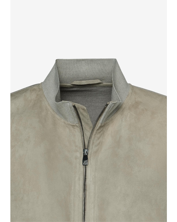 CORNELIANI Corneliani - Jacket silk and goat leather - Taupe