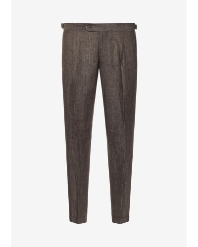 Berwich - Trousers retrolong - Linen - Brown