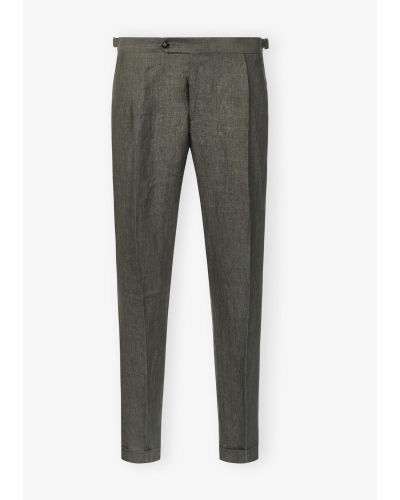 Berwich - Trousers retrolong - Linen - Green