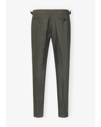 Berwich - Trousers retrolong - Linen - Green