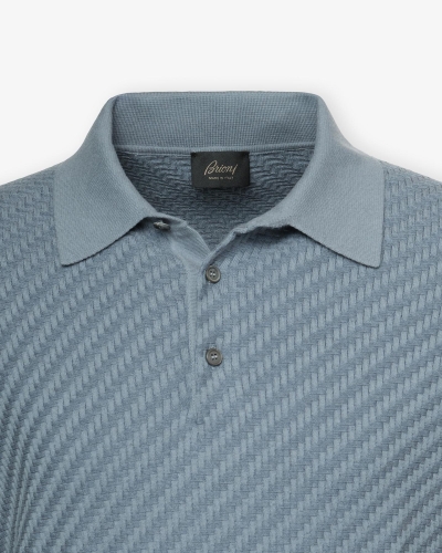 Brioni - Polo short sleeve - cotton silk cashmere - Azzurro