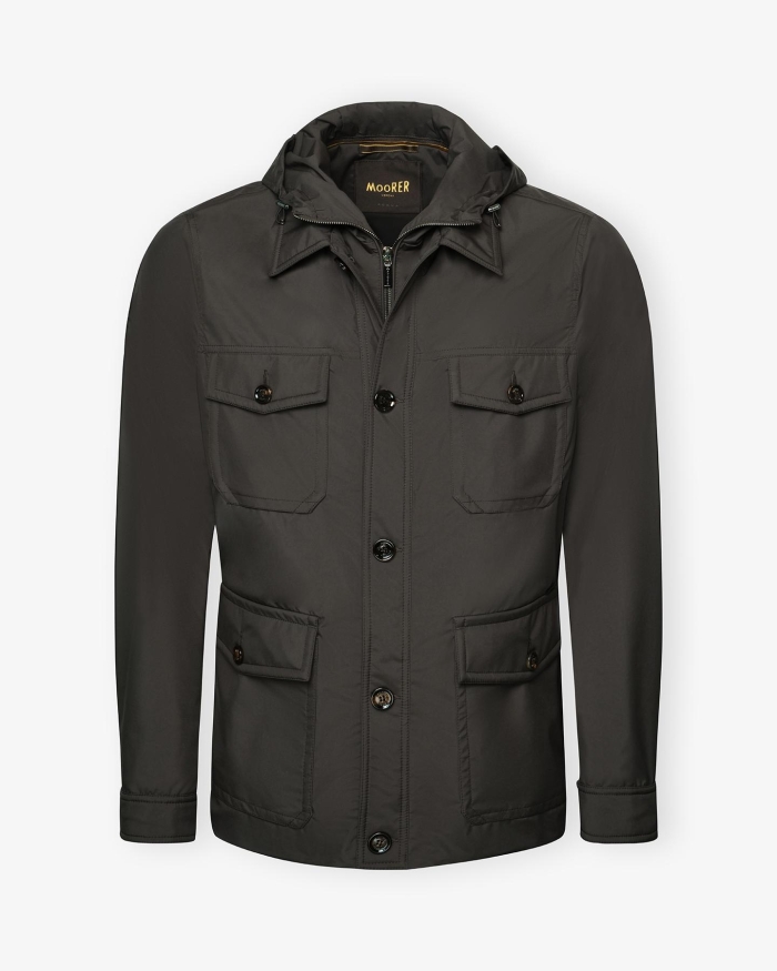 MOORER MooRER - Safari jacket with removable hoody - Brown