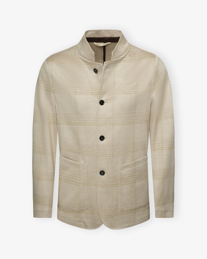 MAURIZIO BALDASSARI M. Baldassari - Stand collar jacket - Cotton silk linen - Sand