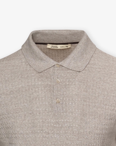 MB - Polo short sleeve - Linen cotton cashmere silk - Taupe