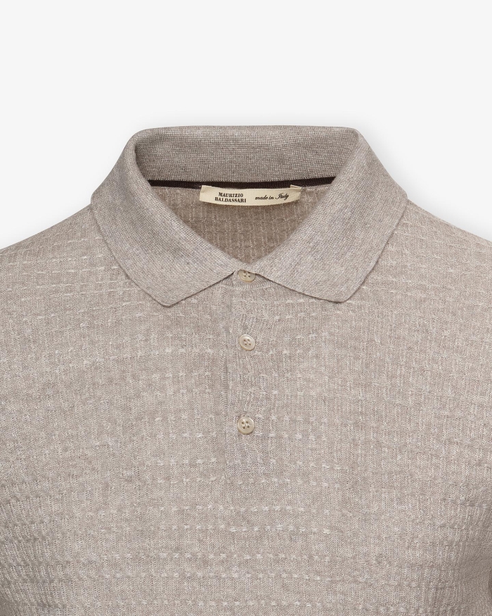 MAURIZIO BALDASSARI MB - Polo short sleeve - Linen cotton cashmere silk - Taupe