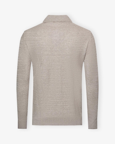 MB - Polo short sleeve - Linen cotton cashmere silk - Taupe