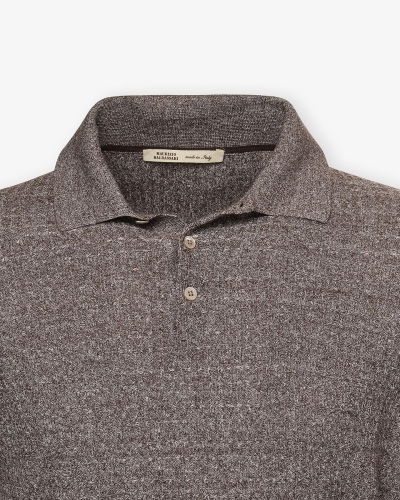 MB - Polo long sleeve - Linen cotton cashmere silk - Brown