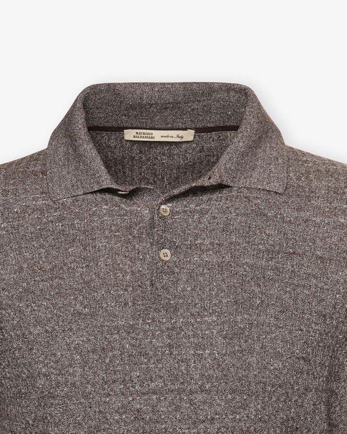 MAURIZIO BALDASSARI MB - Polo long sleeve - Linen cotton cashmere silk - Brown