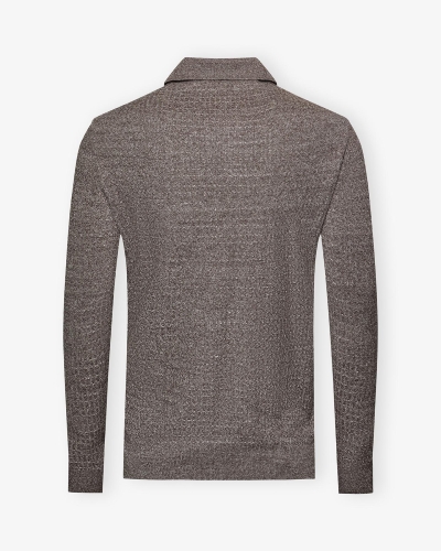 MB - Polo long sleeve - Linen cotton cashmere silk - Brown