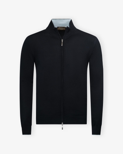 Doriani Cashmere - Vest full zip - Silk cotton - Navy