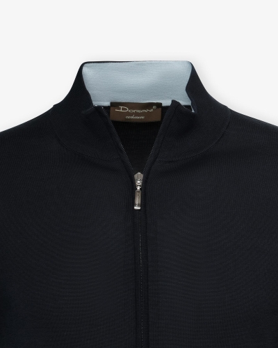 Doriani Cashmere - Vest full zip - Silk cotton - Navy