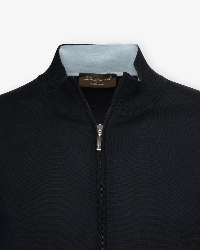 DORIANI CASHMERE Doriani Cashmere - Vest full zip - Silk cotton - Navy