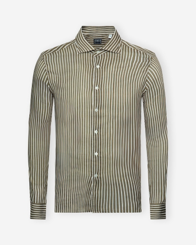 Fedeli - Shirt Sean - Whisper cotton - Brown stripes