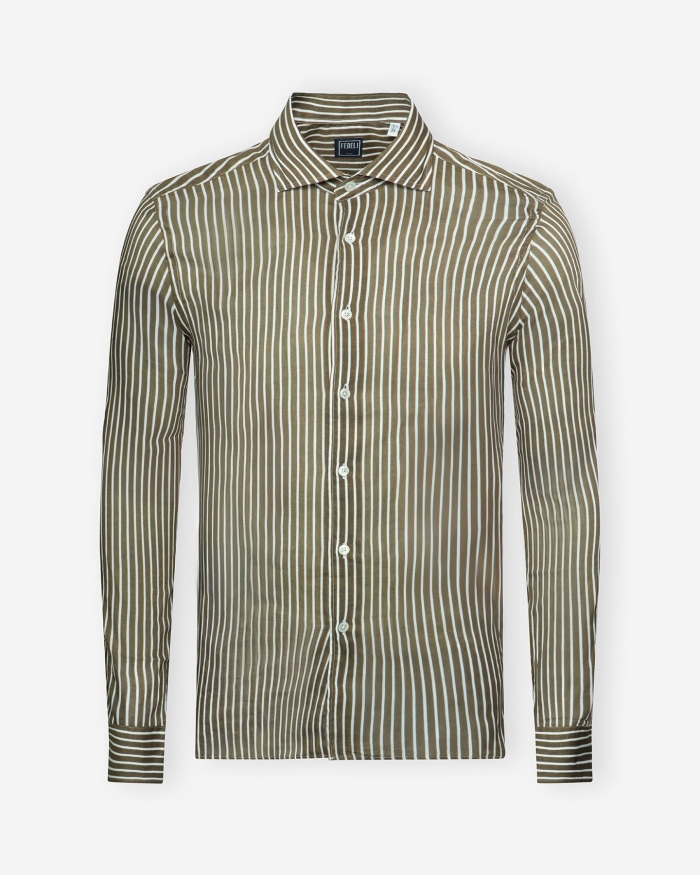 FEDELI Fedeli - Shirt Sean - Whisper cotton - Brown stripes