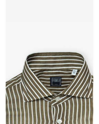 Fedeli - Shirt Sean - Whisper cotton - Brown stripes