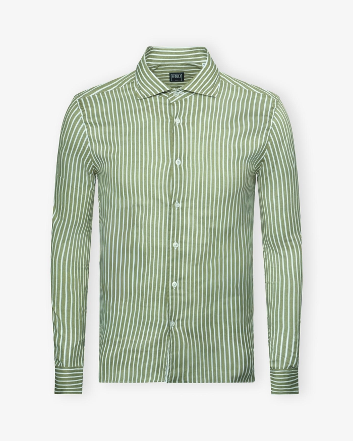 FEDELI Fedeli - Shirt Sean - Whisper cotton - Green stripes