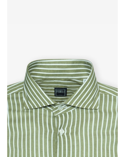 Fedeli - Shirt Sean - Whisper cotton - Green stripes