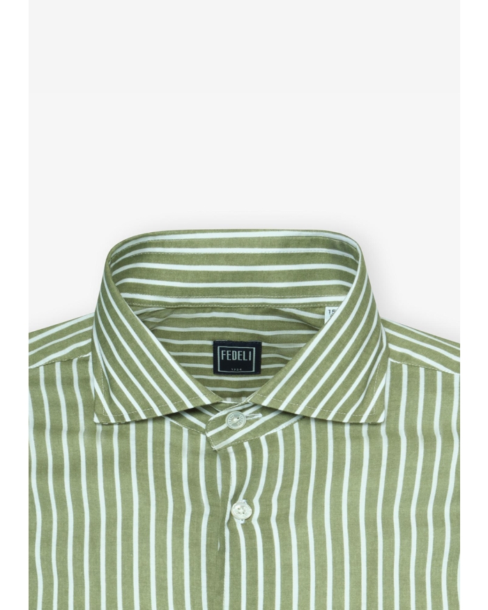 FEDELI Fedeli - Shirt Sean - Whisper cotton - Green stripes