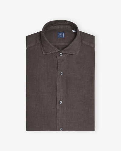 Fedeli - Shirt Nick linen - Dark brown