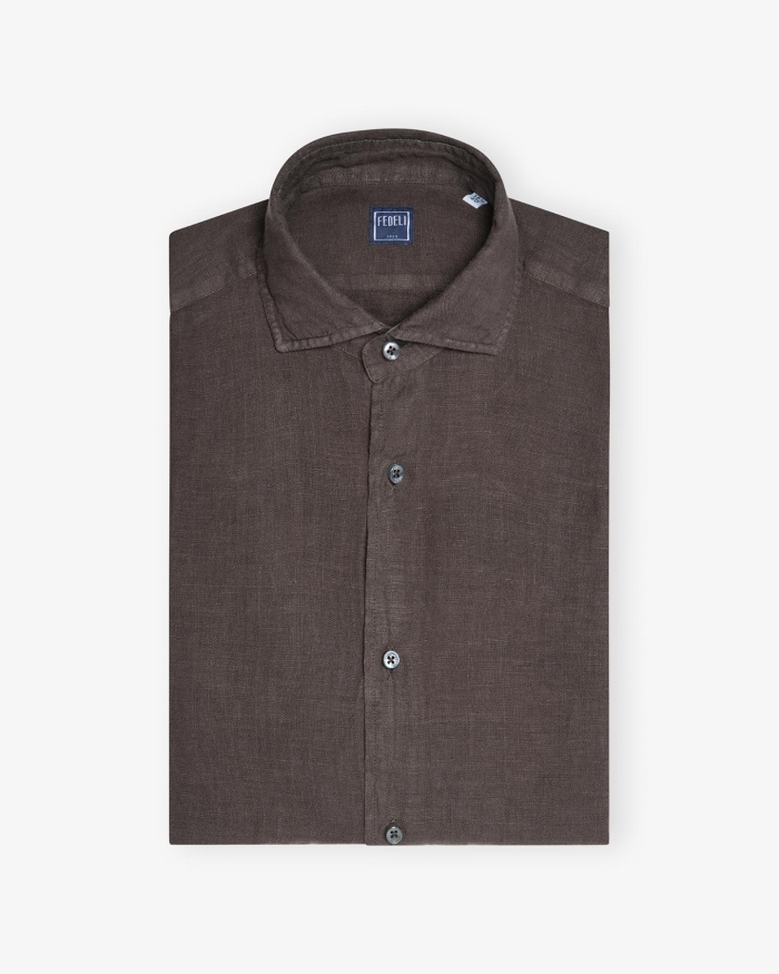 FEDELI Fedeli - Shirt Nick linen - Dark brown
