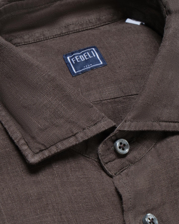 FEDELI Fedeli - Shirt Nick linen - Dark brown