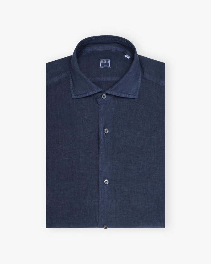 FEDELI Fedeli - Shirt Nick linen - Dark blue