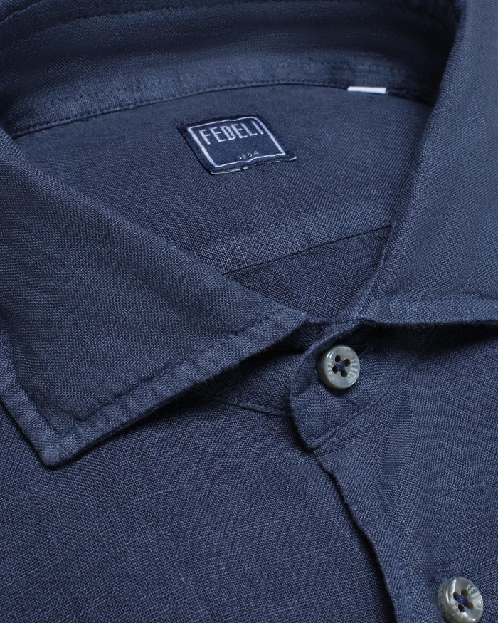FEDELI Fedeli - Shirt Nick linen - Dark blue