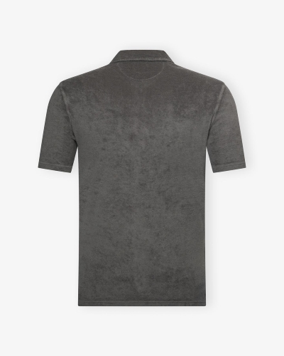Fedeli - Terry cloth polo short sleeve - Dark greige