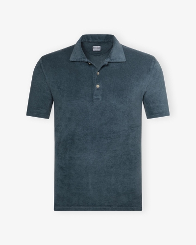 Fedeli - Terry cloth polo short sleeve - Azzurro