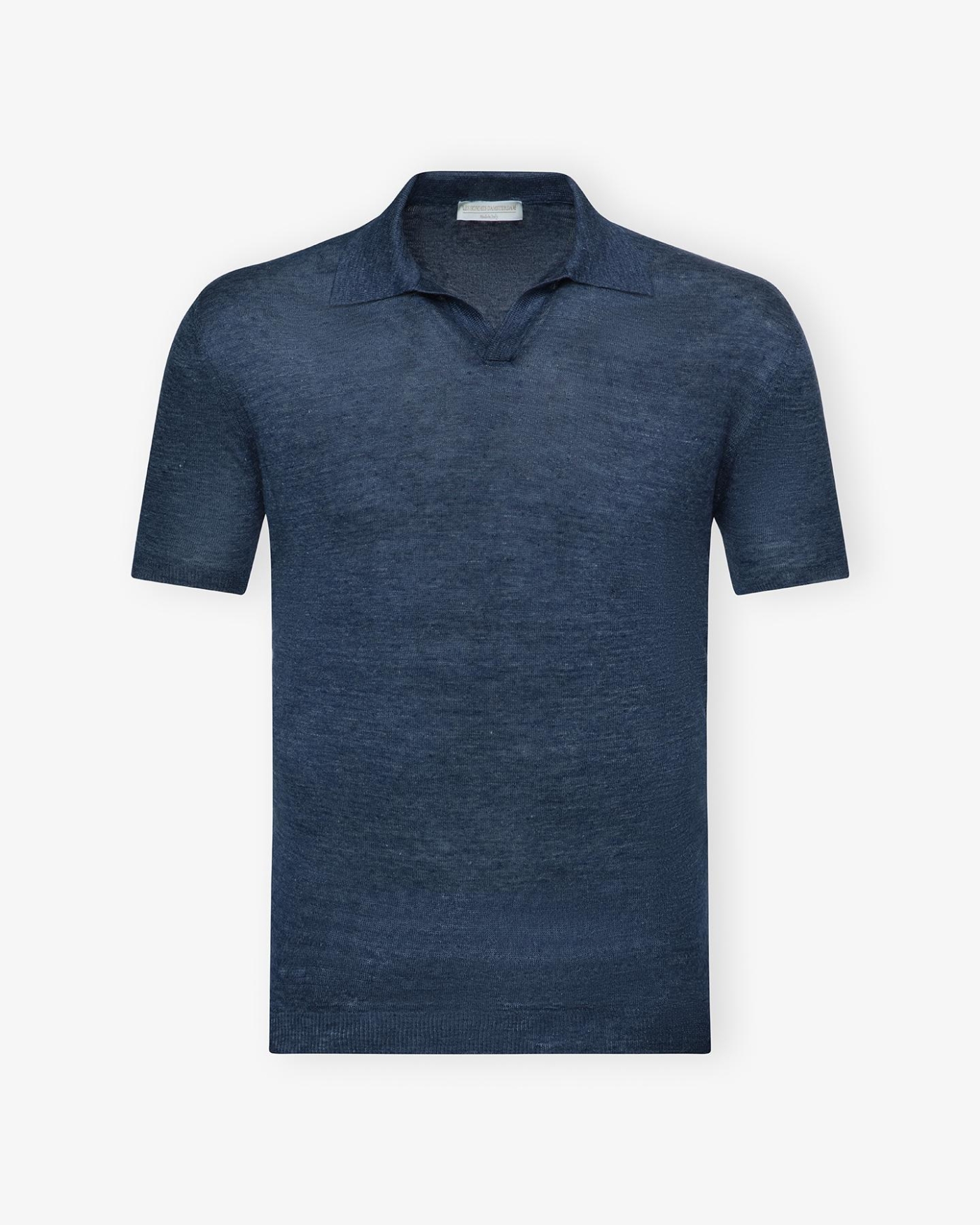 LHDA - Buttonless polo short sleeve - Linen - Blue