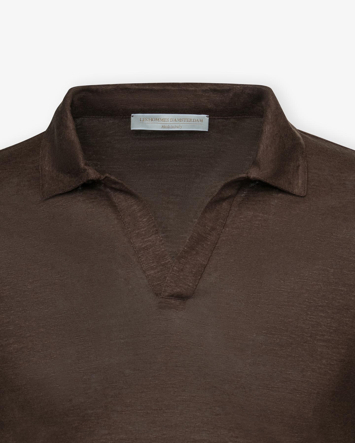 LHDA - Buttonless polo short sleeve - Linen - Brown